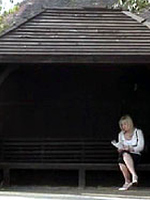 Old kangaroo seduces British teen at the busstop for porn