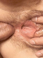 Hairy seventies lady pleasing two cocks with her bumhole