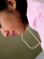 Hairy Japanese teen nurse sucking a patient for his cum