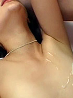 Sweet hairy Japanese teen in bizarre bukkake cumshots party