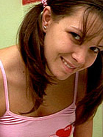 Petite brunette toying her tight pussy with a black friend