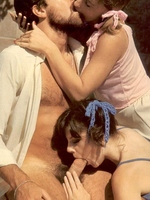 Seventies senior fucking two cute retro girlies outdoor