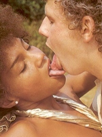 Seventies ebony lady fucked by a big hunter cock outdoor