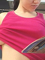 Hot teenage girl reads porn magazine and masturbates