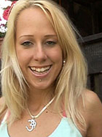 Teenage blonde toying her tight and wet pussy in her garden