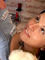 Releasing the stiffy boner on this brunette teenage girlie