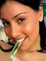 Brunette teenage girl toying her thight and wet pussyhole